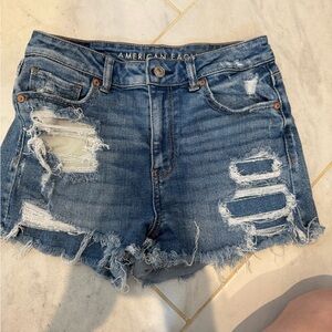 American Eagle Outfitters Women's Ripped Blue Jean Shorts